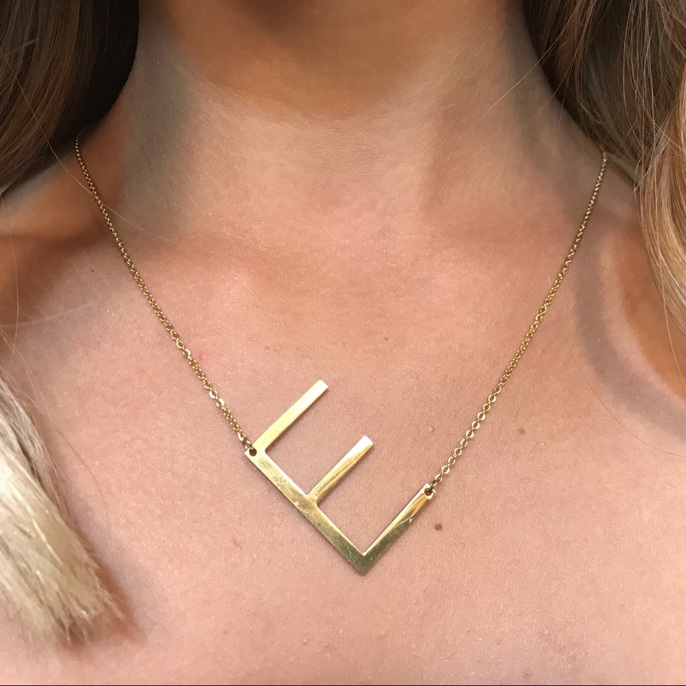 Gold E Necklace